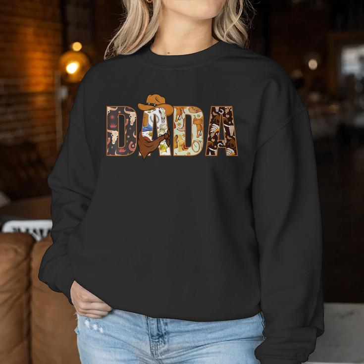 Dada Dad And Mom Birthday Boy Western Rodeo Family Matching Women Sweatshirt Funny Gifts