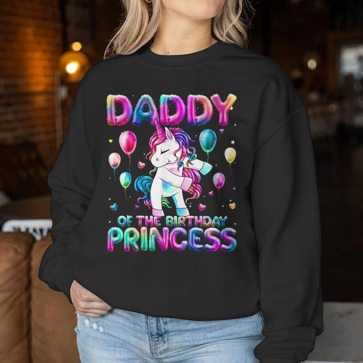 Daddy Of The Birthday Princess Girl Flossing Unicorn Daddy Women Sweatshirt Personalized Gifts
