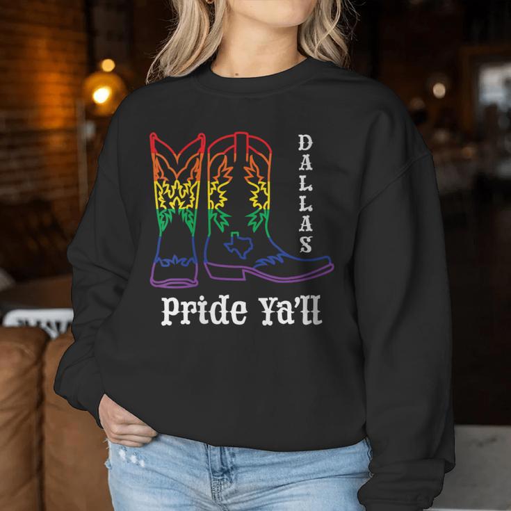 Dallas Texas Pride Ya'll Lgbtq Cowboy For Gay Pride Month Women Sweatshirt Unique Gifts