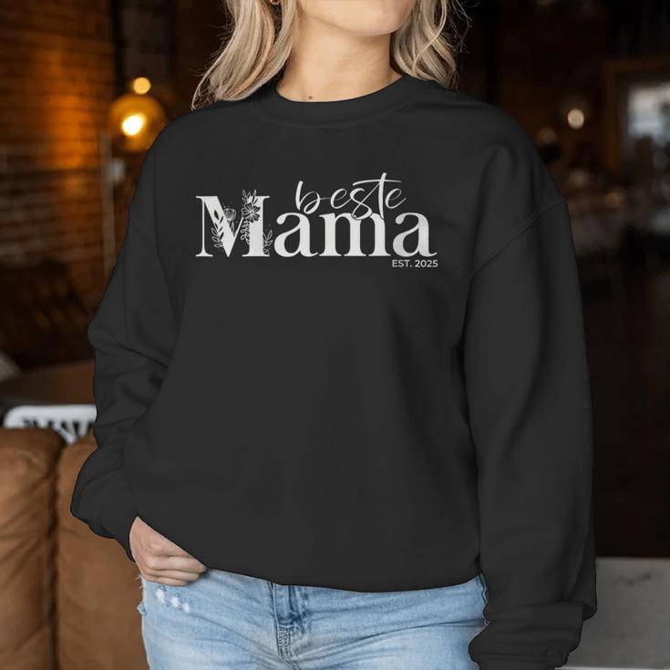 Damen Geschenk Mama Beste Mama Seit 2025 Muttertagsgeschenk Lustig Mit-Ausschnitt Sweatshirt Frauen Lustige Geschenke