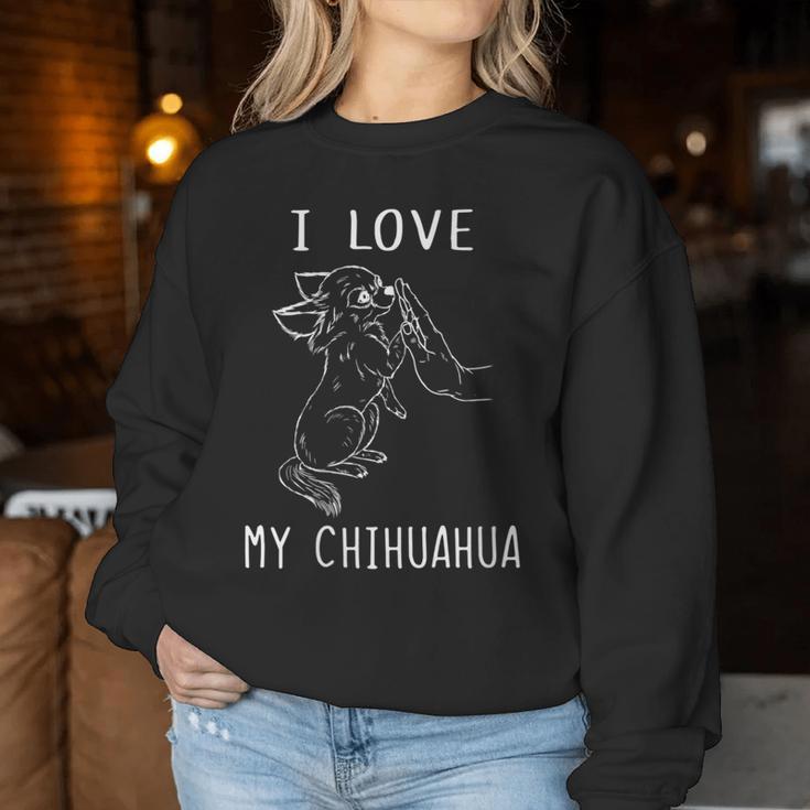 Damen Ich Liebe Meine Chihuahua Mama Chihuahua Papa Chihuahua Mit-Ausschnitt Sweatshirt Frauen Lustige Geschenke