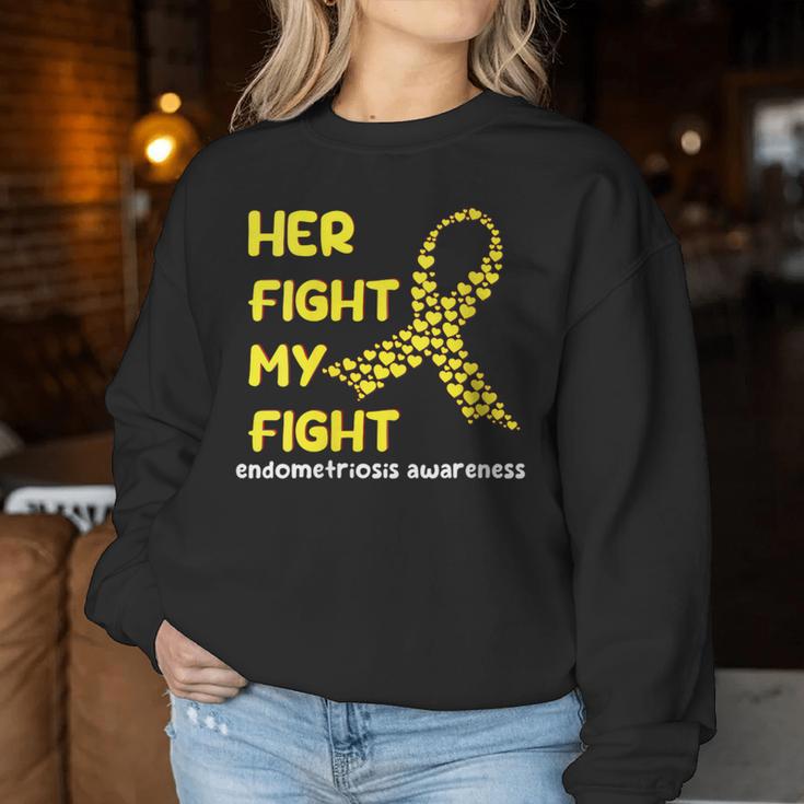 Damen Ihr Kampf Ist Mein Kampf Bewusstsein Für Endometriose Männer Papa Mama Mit-Ausschnitt Sweatshirt Frauen Lustige Geschenke