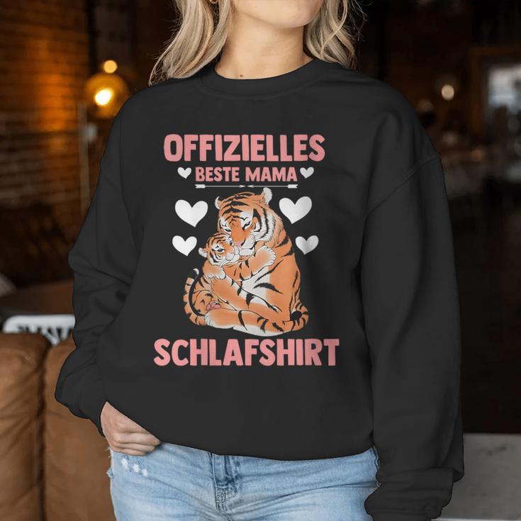 Damen Offizielles Beste Mama Schlaf Tiger Muttertag Mutter Mit-Ausschnitt Sweatshirt Frauen Lustige Geschenke