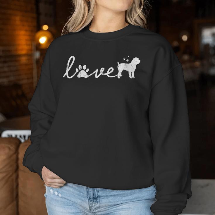 Damen Schnoodle Mama Papa Hund Liebe Pet Paw Geschenk Mit-Ausschnitt Sweatshirt Frauen Lustige Geschenke