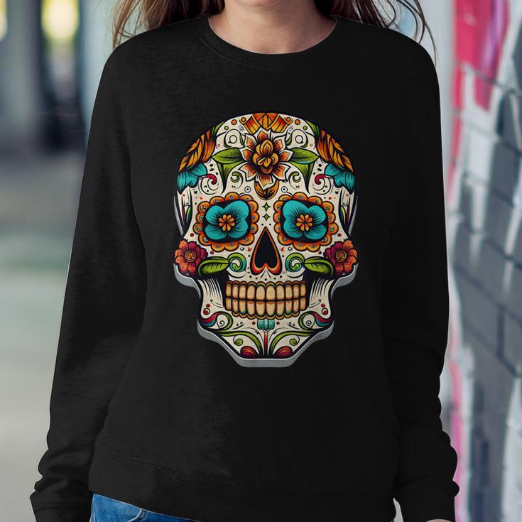 Day Of Dead Sugar Skull Floral Skeleton Head Bone Skull Women Sweatshirt Unique Gifts