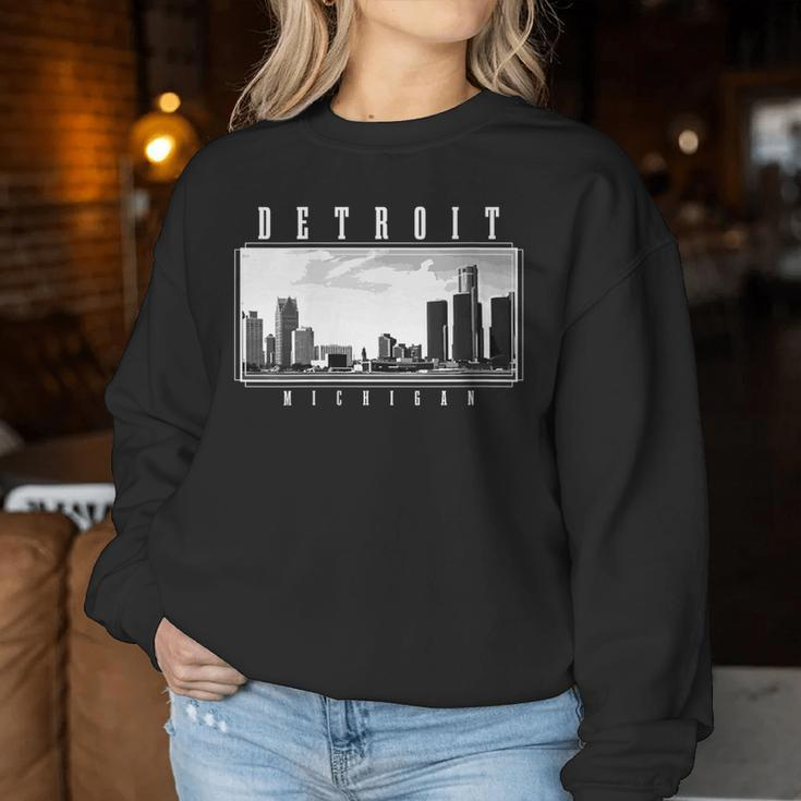 Detroit Skyline Michigan Pride Vintage Detroit Women Sweatshirt Unique Gifts