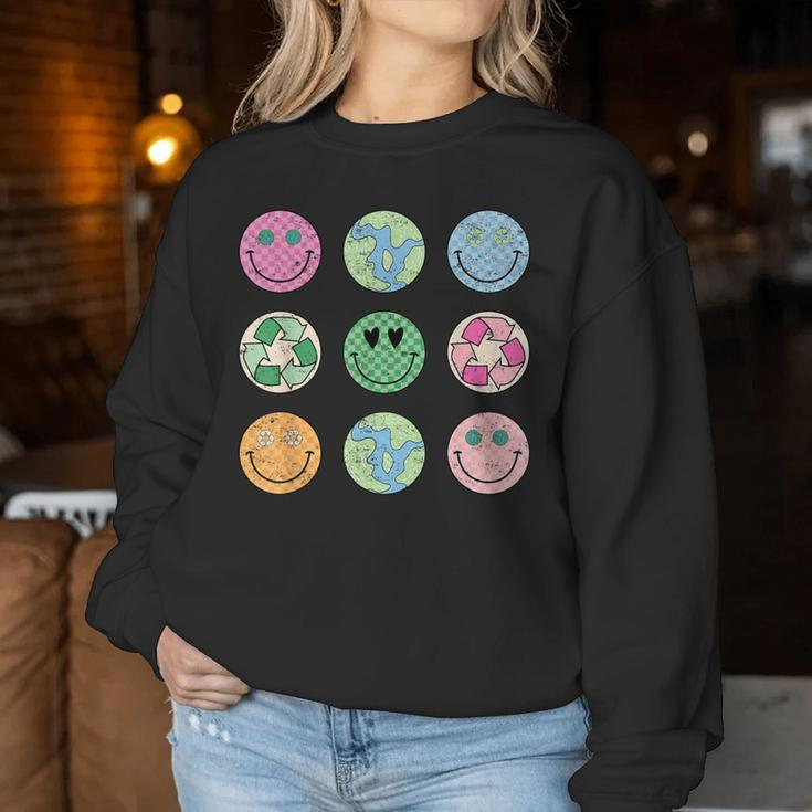 Earth Day Everyday Groovy Face Recycle Save Our Planet Women Sweatshirt Unique Gifts
