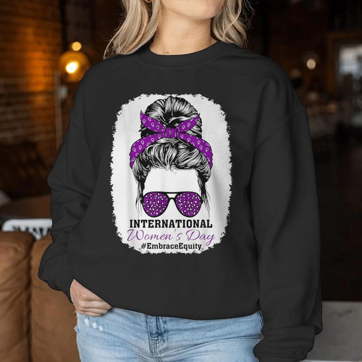 Embrace Equity International Day 2024 Messy Bun Women Sweatshirt Personalized Gifts