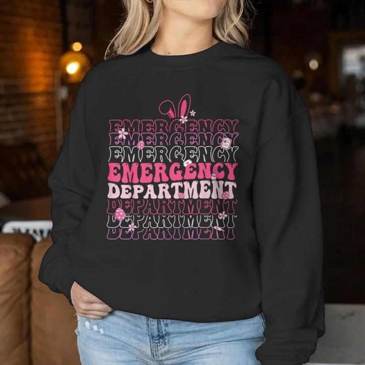 Emergency Department Er Nurse Bunny Easter Day Er Nurse Life Women Sweatshirt Funny Gifts