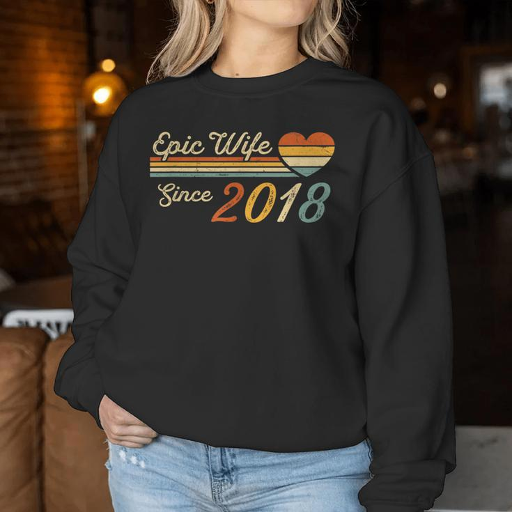 Epic Wife Since 2018 Vintage Wedding Anniversary Women Sweatshirt Unique Gifts