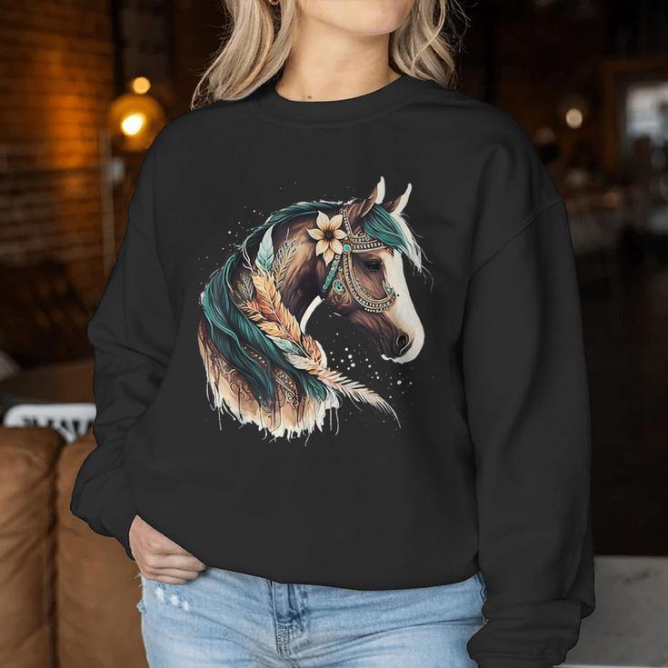 Equestrian Horse Portrait Western Horseback Riding For Girls Women Sweatshirt Unique Gifts