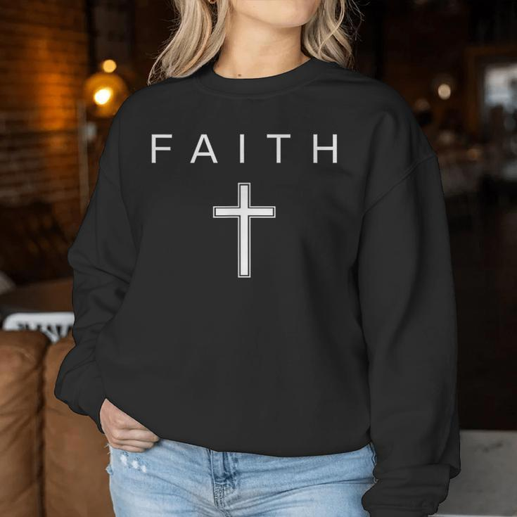 Faith Cross Minimalist Christian Faith Cross Women Sweatshirt Personalized Gifts