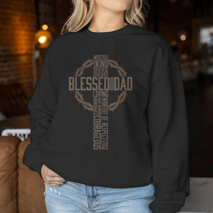 Father's Day For Dad Husband Blessed Dad Christian Women Sweatshirt Unique Gifts