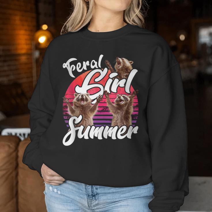 Feral Girl Summer Vintage Feral Girl Summer Raccoon Women Sweatshirt Unique Gifts