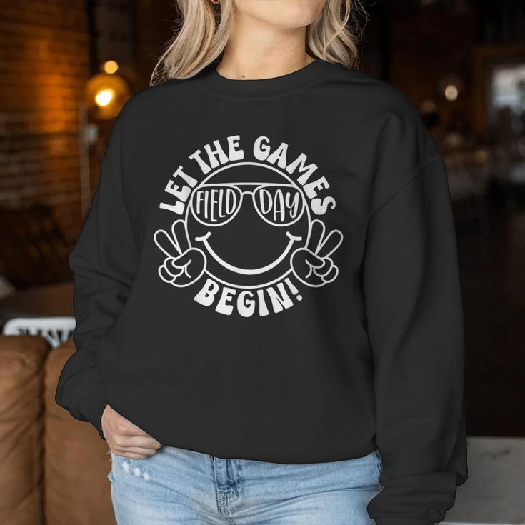 Field Day Let The Games Begin Groovy Happy Face Boys Student Women Sweatshirt Unique Gifts