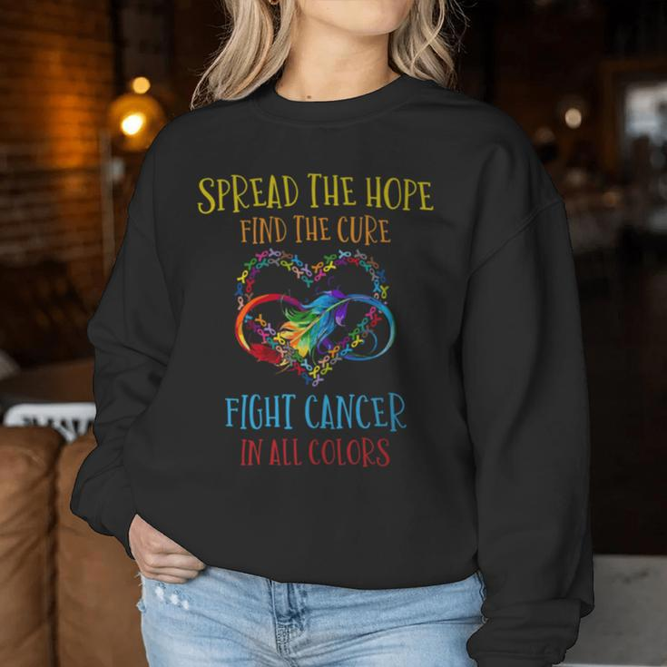 Fight Cancer In All And Every Color Ribbons Flower Heart Women Sweatshirt Unique Gifts