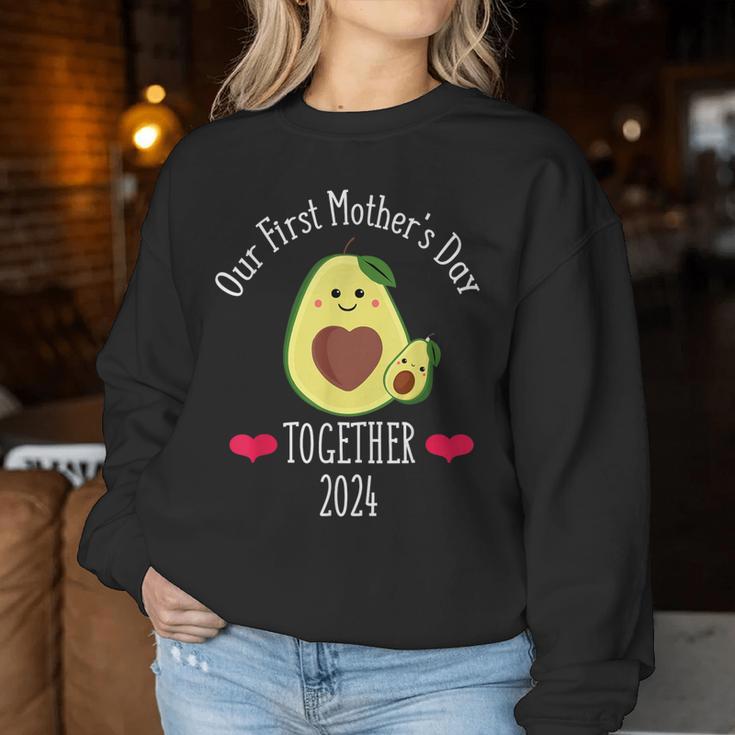 Our First Mother's Day 2024 Retro Vintage Avocado Women Sweatshirt Unique Gifts