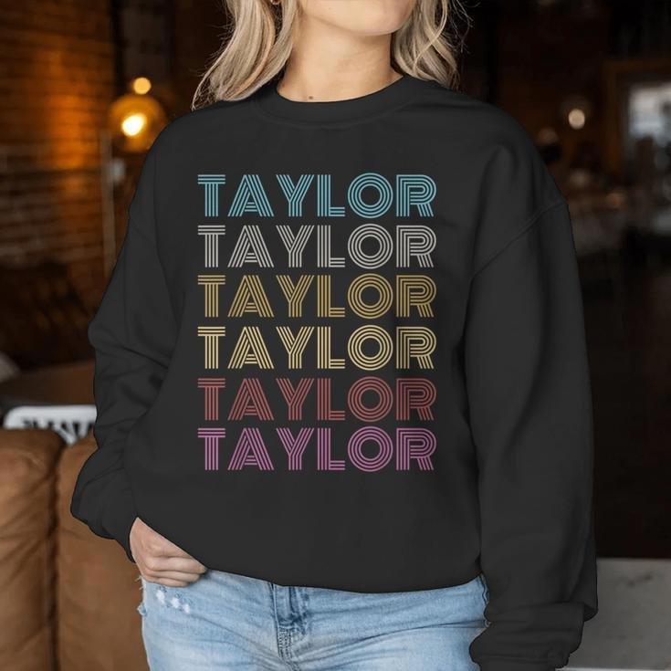 First Name Taylor Retro Personalized Groovy 80'S Women Sweatshirt Personalized Gifts