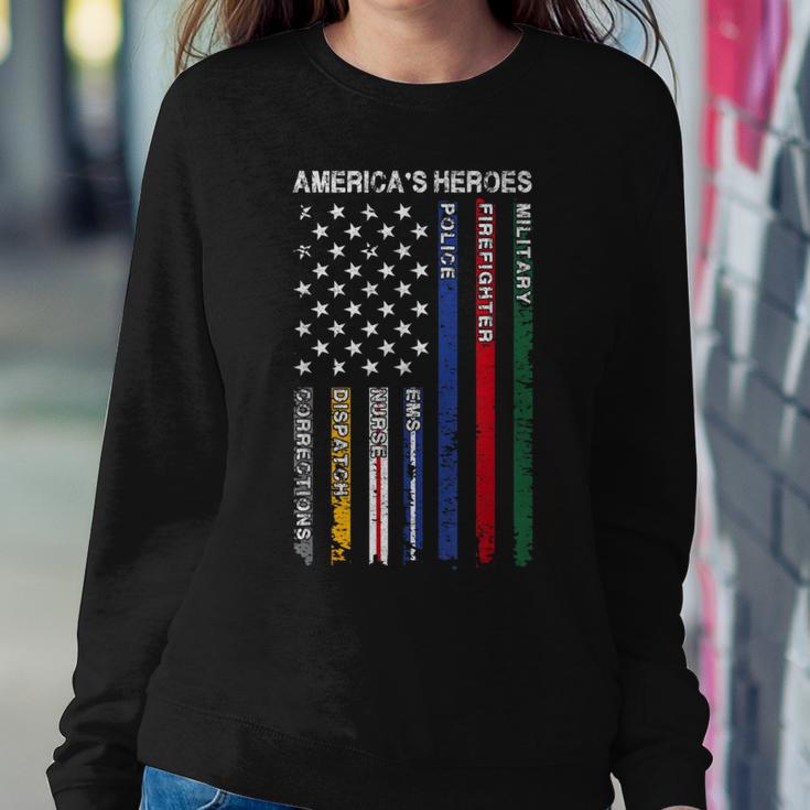 First Responders Hero Flag Nurse Ems Police Fire Military Women Sweatshirt Unique Gifts