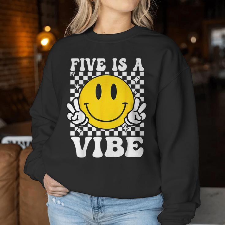 Five Is A Vibe 5Th Birthday Groovy Boys Girls 5 Years Old Women Sweatshirt Unique Gifts