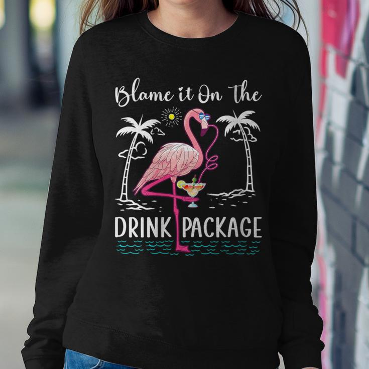 Flamingo Cruise Blame It On The Drink Package Drinking Booze Women Sweatshirt Personalized Gifts