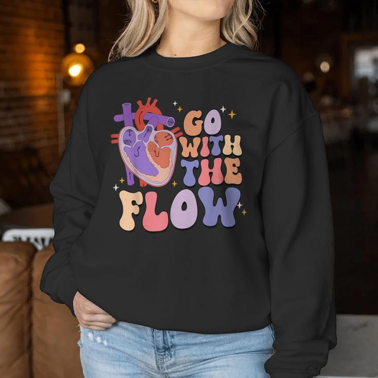 The Flow Of The Heart Cardiac Nurse Cardiology Sonographer Women Sweatshirt Unique Gifts