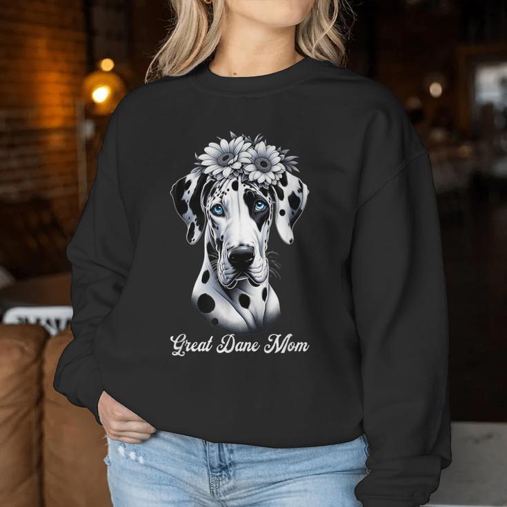 Flowers Giant Adorable Large Gentle Dog Lover Great Dane Mom Women Sweatshirt Unique Gifts