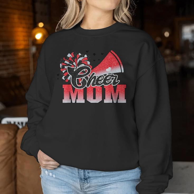 Football Cheer Mom Red Black Pom Leopard Women Sweatshirt Unique Gifts