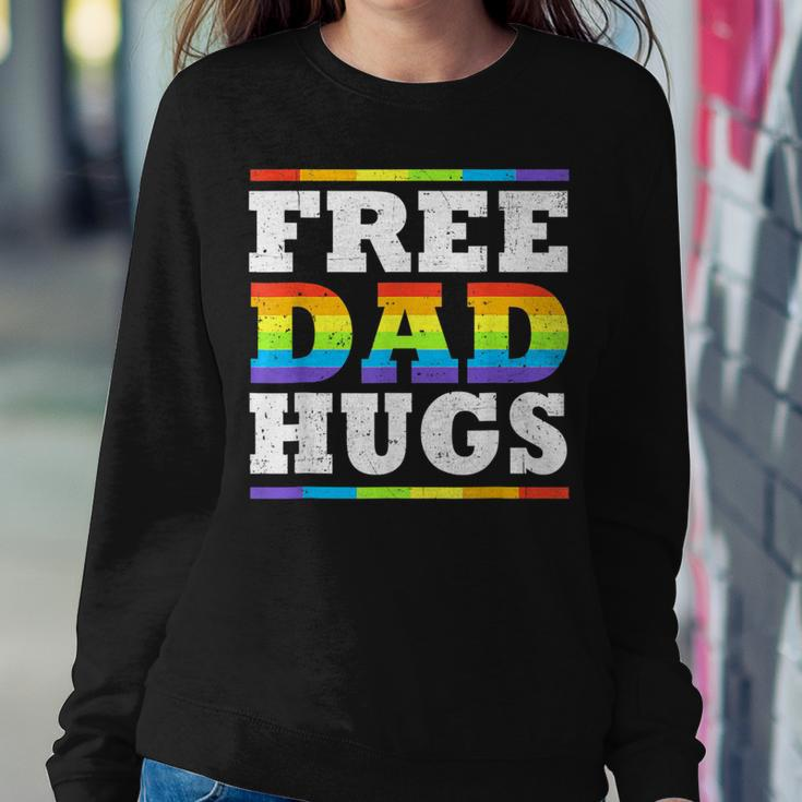 Free Dad Hugs Rainbow Lgbt Pride Month Fathers Day Women Sweatshirt Unique Gifts