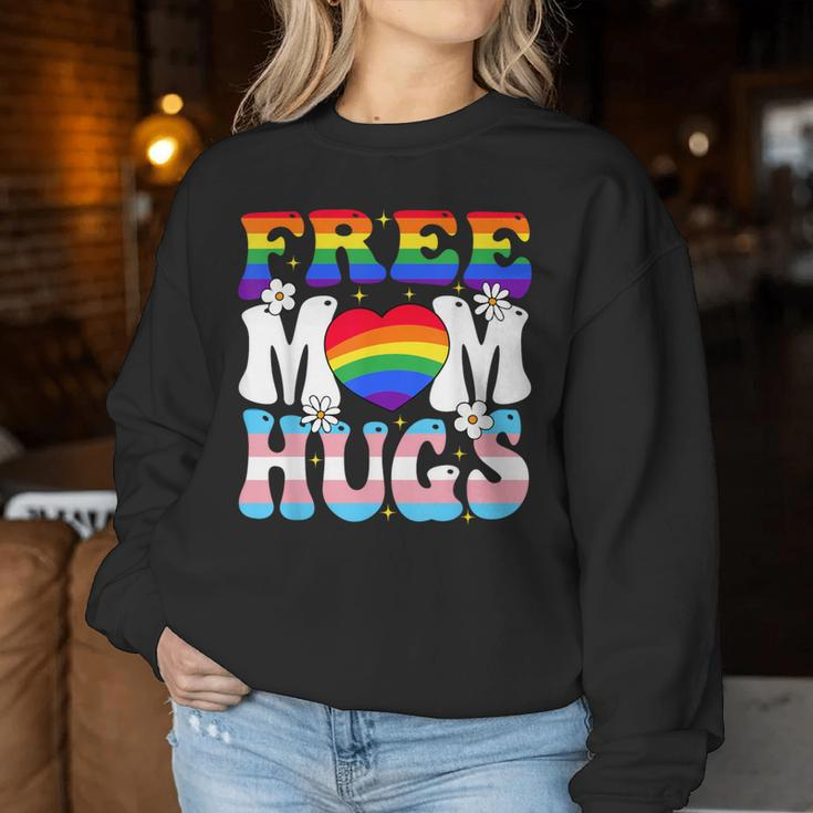 Free Mom Hug Transgender Lesbian Gay Lgbt Pride Rainbow Flag Women Sweatshirt Funny Gifts