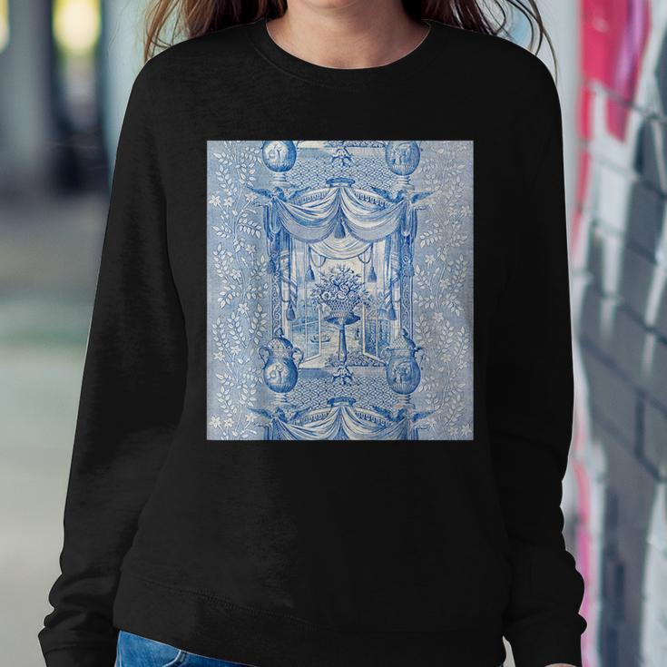 French Blue Toile Floral Chinoiserie And Ginger Jars Women Sweatshirt Unique Gifts