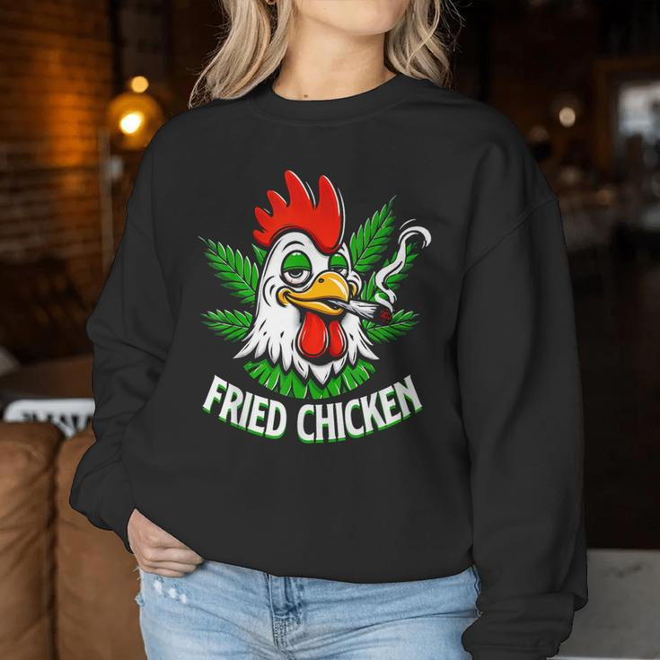 Fried Smoking Chicken 420 Marijuana Weed Leaf Pots 420 Women Sweatshirt Unique Gifts