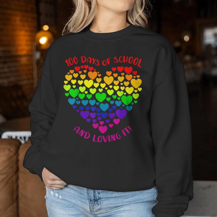 100Th Day Of School Teacher Heart Valentine Day Women Sweatshirt Unique Gifts