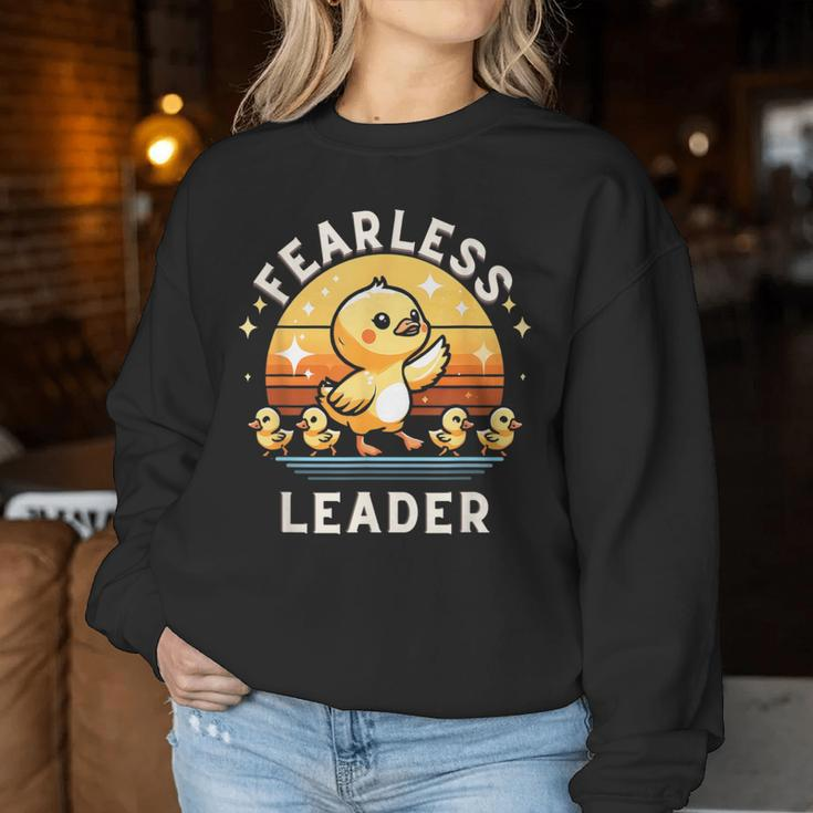 Fearless Leader Duck Ironic Duck Lovers Motivational Women Sweatshirt Unique Gifts