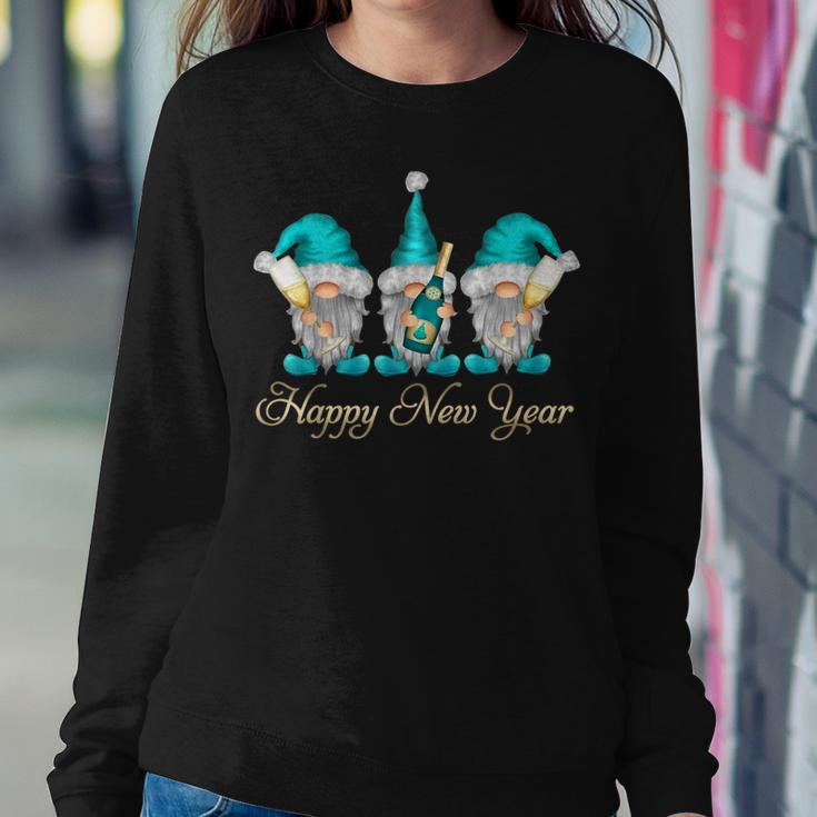 Gnomes Wine Drinking Happy New Year Western Gnomes Women Sweatshirt Personalized Gifts