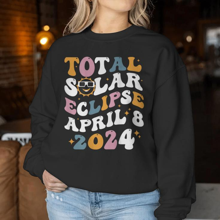 Groovy Total Solar Eclipse 2024 Cute Solar Eclipse Women Sweatshirt Unique Gifts