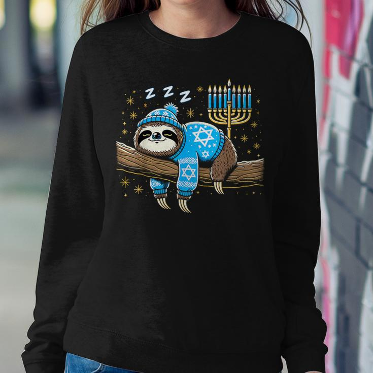 Hanukkah Sloth Jewish Chanukah Sleeping Hanukkah Pjs Women Sweatshirt Unique Gifts