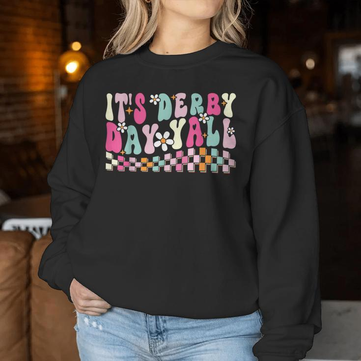 Horse Racing Groovy It's Derby Day Yall Derby Horse Women Sweatshirt Funny Gifts