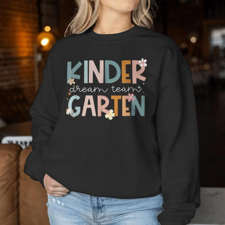 Kindergarten Dream Team Groovy Teacher Back To School Women Sweatshirt Funny Gifts