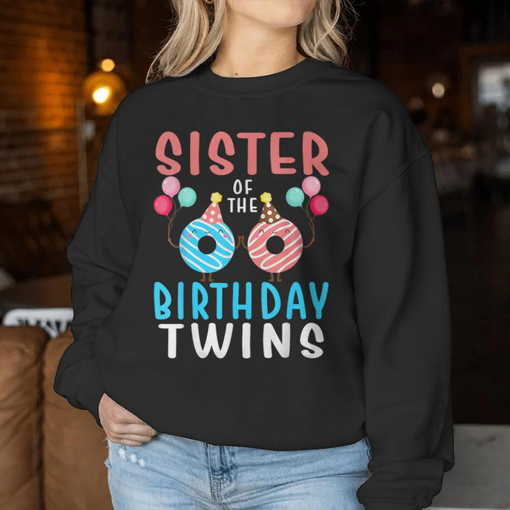 Sister Of The Birthday Twins Donut Women Sweatshirt Unique Gifts