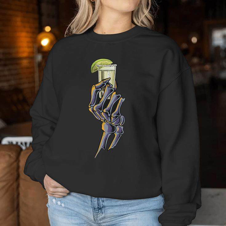 Skeleton Hand With Tequila Alcohol Party Women Sweatshirt Personalized Gifts