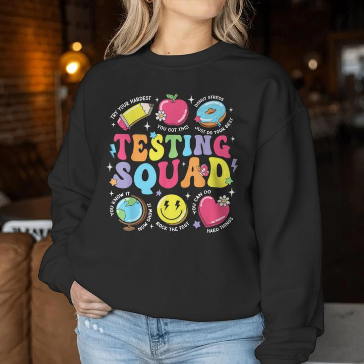 Teacher Test Day Motivational Teacher Testing Squad Women Sweatshirt Unique Gifts