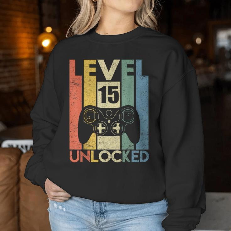 Gaming Vintage 15Th Birthday 15 Year Old Boy Girl Gamer Women Sweatshirt Unique Gifts