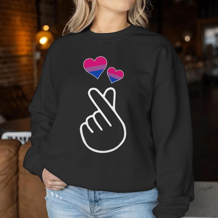 Gay Pride Month Bisexual Lgbtq Korean Finger Heart Love Kpop Women Sweatshirt Unique Gifts