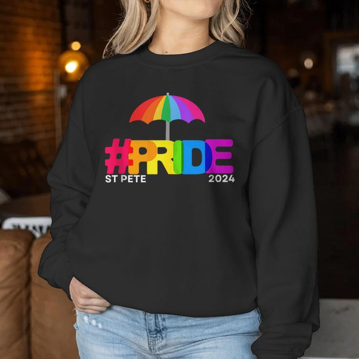 Gay Pride St Pete Florida 2024 Rainbow Flag Lgbtqia Ally Women Sweatshirt Unique Gifts
