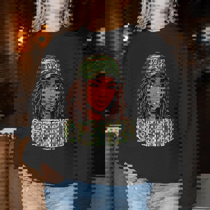 Gemini Queen Black Woman Camo Hat Locs Birthday Women Sweatshirt Unique Gifts