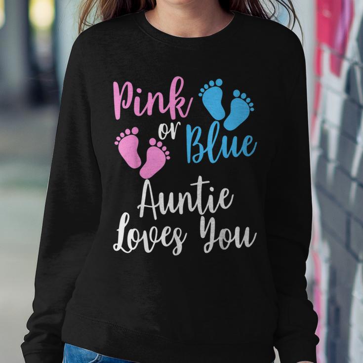 Gender Reveal Aunt Pink Or Blue Auntie Loves You Women Sweatshirt Unique Gifts