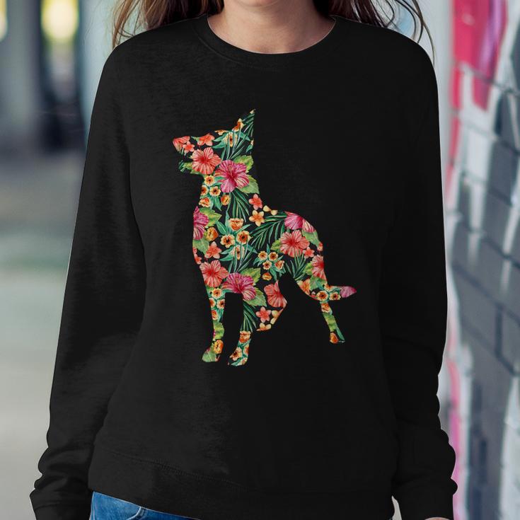 German Shepherd Flower Dog Silhouette Floral Women Sweatshirt Unique Gifts