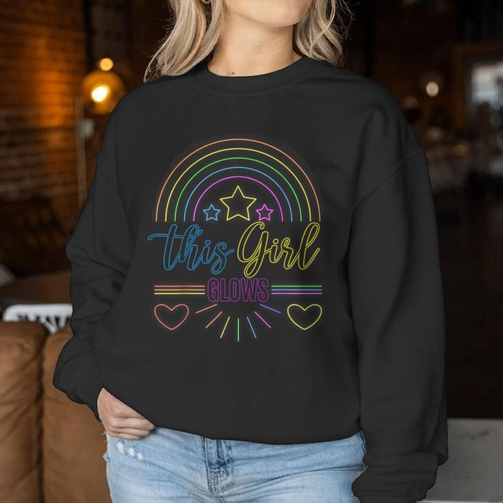 This Girl Glows Cute Girl Woman Tie Dye 80S Party Team Women Sweatshirt Unique Gifts