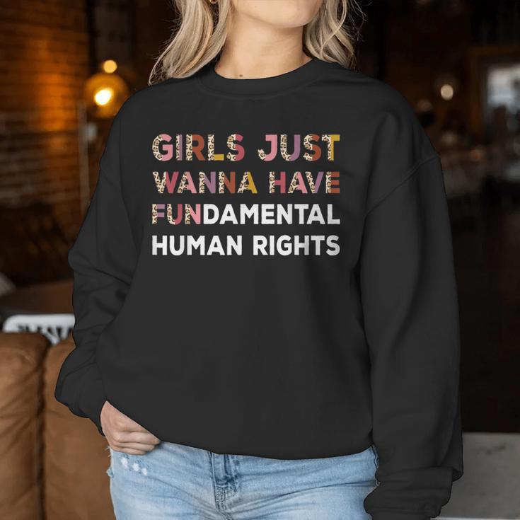 Girls Just Want To Have Fundamental Human Rights Vintage Women Sweatshirt Unique Gifts